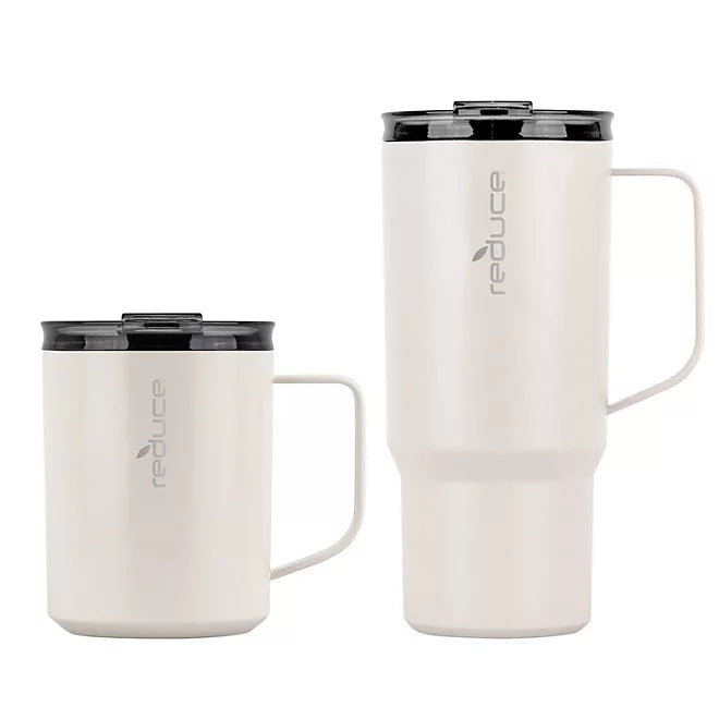 Reduce Vacuum Insulated Stainless Steel Hot1 Coffee Mug Set With Steam Release Lid, 14 oz. and 24 oz.